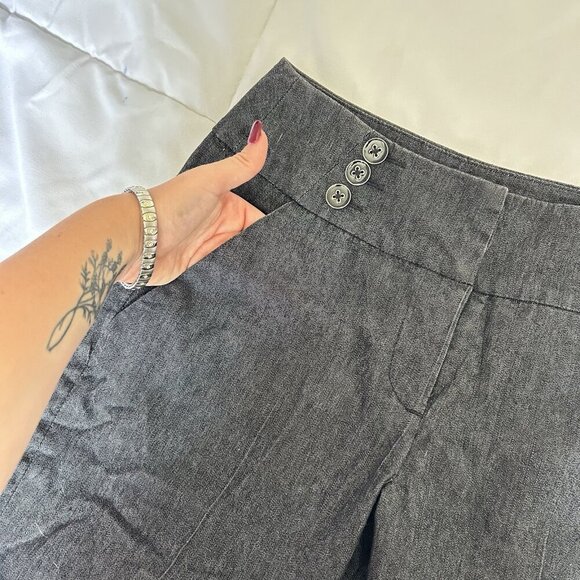 Sandro Gray Womens 4P Bermuda Shorts Buttons Pockets Office Business Y2K 90s - Picture 2 of 8